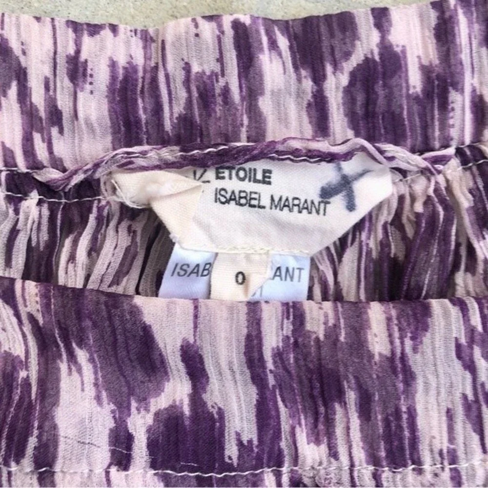Etoile Isabel Marant Dress Silk Chiffon Sheer Shift Long Sleeved Mini Purple 0
